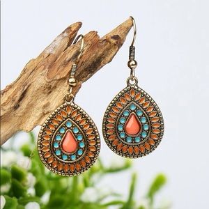 🆕 Summer Fun Turquoise Coral Silver Earrings!!! … Brand NEW!!!